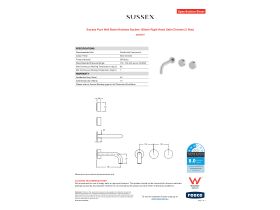 Specification Sheet - Sussex Pure Wall Basin Hostess System 160mm Right Hand Satin Chrome (3 Star)