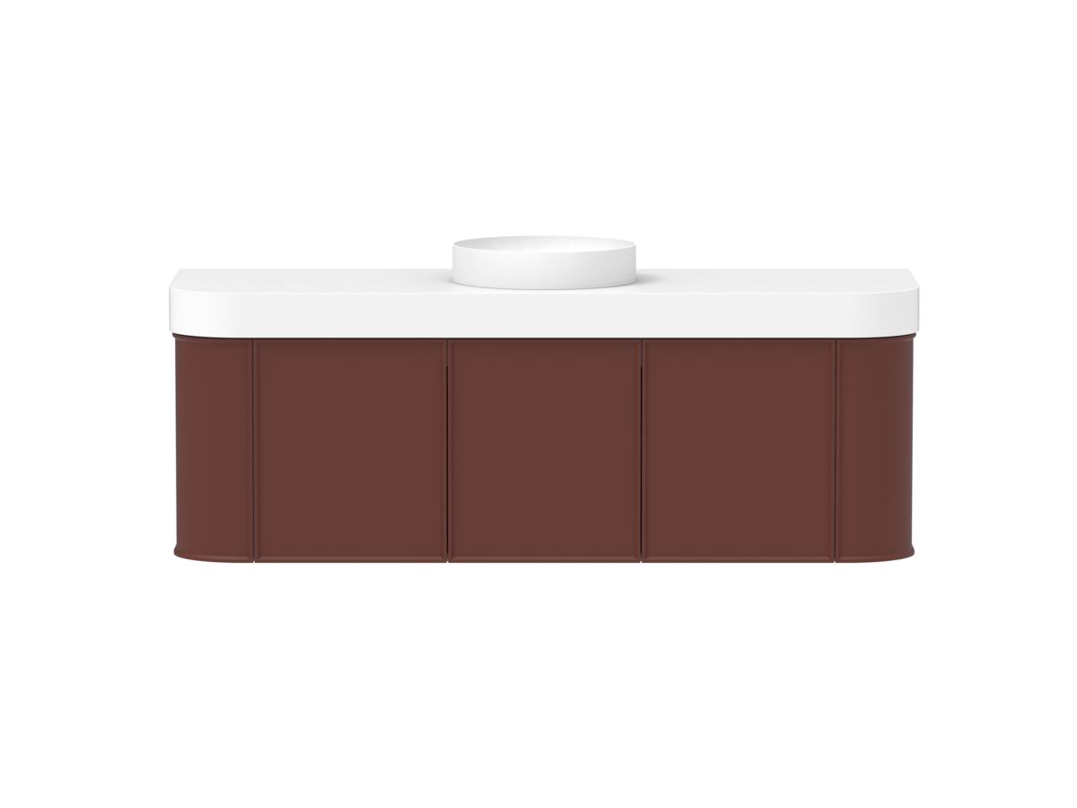 Supporting Image - Kado Era Double Curve All Door 1500mm Wall Hung Vanity Centre Basin 90mm Durasein Top Red Marble