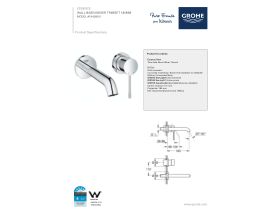 Technical Guide - GROHE Essence New Wall Basin Mixer Tap 180mm Front of Wall Trim Set Only Chrome (5 Star) Lead Free