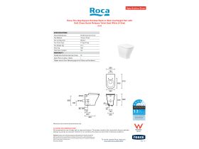 Specification Sheet - Roca The Gap Square Rimless Back to Wall Overheight Pan with Soft Close Quick Release Toilet Seat White (4 Star)