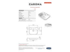 Specification Sheet - Caroma Forma II 500mm Inset Tap Landing Three Tapholes with Overflow Gloss White
