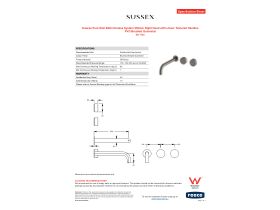 Specification Sheet - Sussex Pure Wall Bath Hostess System 250mm Right Hand with Linear Textured Handles PVD Brushed Gunmetal