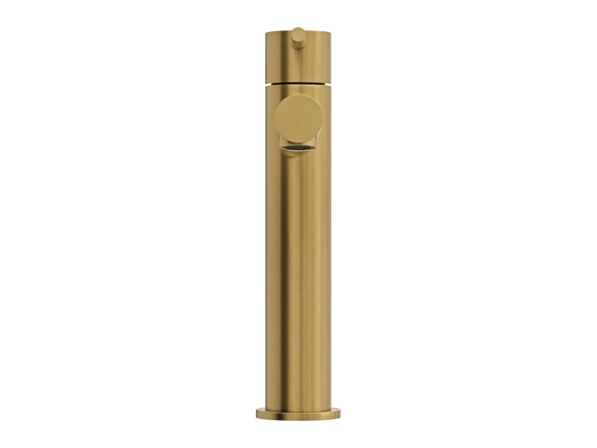 Supporting Image 2 - Mizu Drift Medium Height Basin Mixer Tap Straight Spout Brushed Brass (6 Star) Lead Free