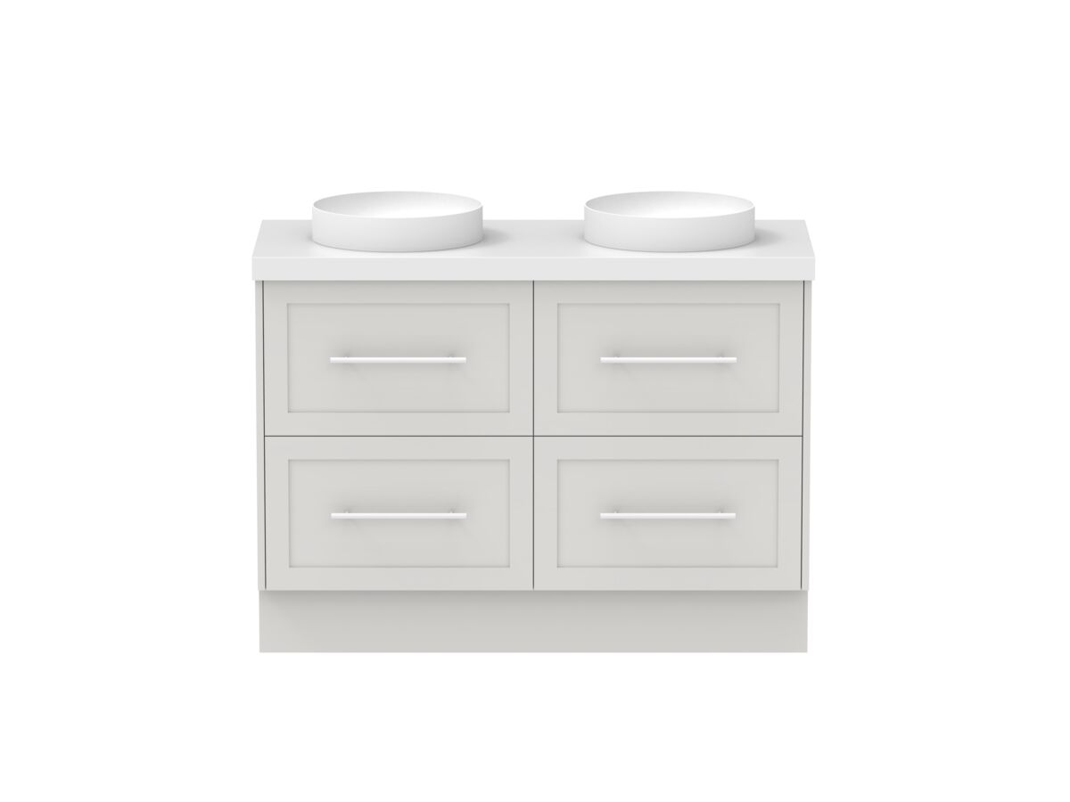 Hero - Kado Lux 1200mm All Drawer Floor Mounted Vanity Unit 4 Drawers Double Vanity 50mm Top
