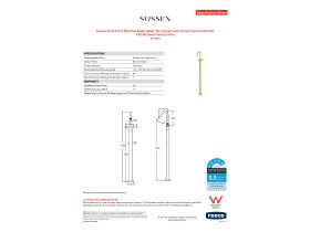 Specification Sheet - Sussex Pure Floor Mounted Basin Mixer Tap Trimset with Cirque Textured Handle PVD Brushed Gold (5 Star)