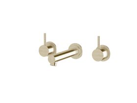 Sussex Scala Straight Wall Basin Set with 160mm Outlet LUX PVD Brushed Platinum Gold (5 Star)