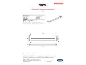 Specification Sheet - Mizu Bloc Double Towel Rail 600mm Brushed Nickel