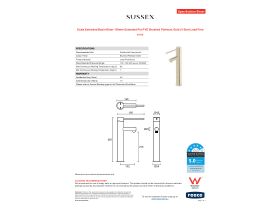 Specification Sheet - Scala Extended Basin Mixer 150mm Extended Pin PVD Brushed Platinum Gold (5 Star) Lead Free