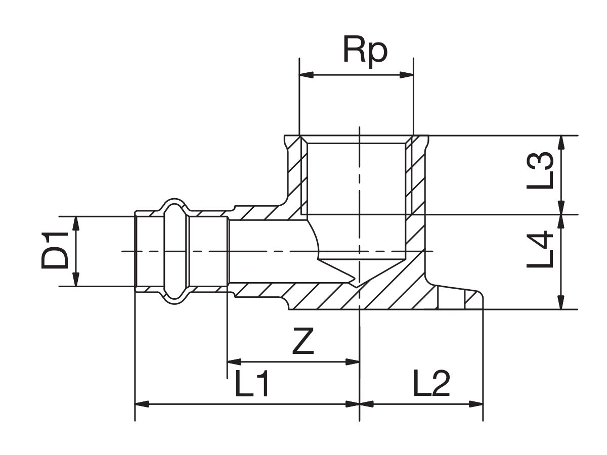 >B< Press Water Wall Plate Elbow Female
