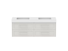 Hero - Kado Lux All Drawer 1500mm Wall Hung Vanity Double Basin 90mm - Feather Grey - Front