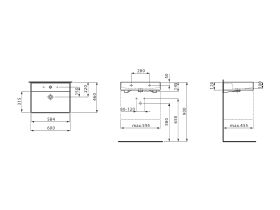 LAUFEN Kartell Wall/Counter Basin 1 Tap Hole with Over Flow 600x460 with Fixing Bolts White