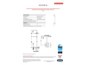 Specification Sheet - Sussex Pure Progressive Column Shower Mixer System 180mm Handshower with Diamond Textured Handles Chrome (3 Star) Lead Free