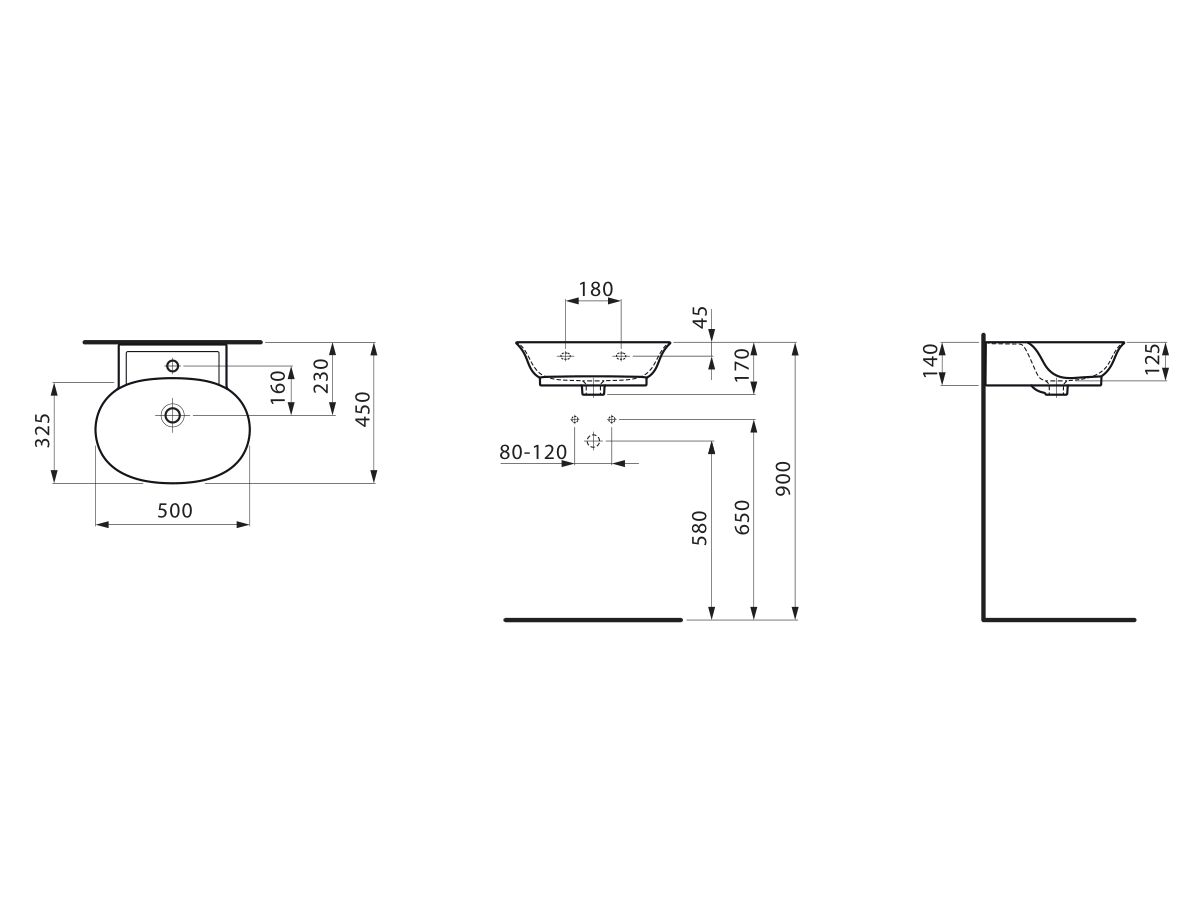 LAUFEN The New Classic Wall Basin 1 Taphole with Over flow 500x450 White
