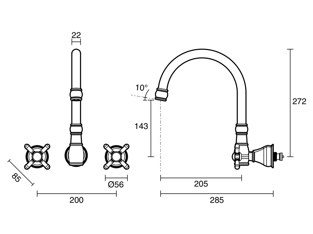 Milli Voir Wall Kitchen Set Cross Handle (4 Star)