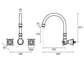 Milli Voir Wall Kitchen Set Cross Handle (4 Star)