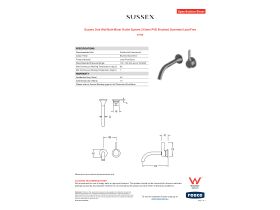 Specification Sheet - Sussex Oria Wall Bath Mixer Outlet System 215mm PVD Brushed Gunmetal Lead Free
