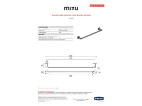Specification Sheet - Mizu Silk Single Towel Rail 750mm Brushed Gunmetal