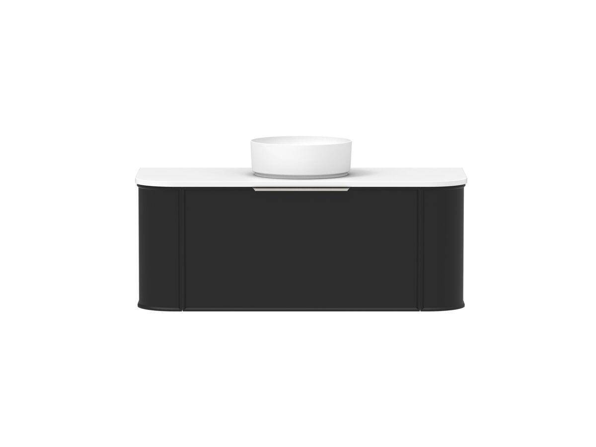 Hero - Kado Era Double Curve All Drawer 1200mm Wall Hung Vanity with Centre Basin 20mm Top Matte Black
