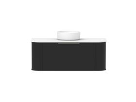Hero - Kado Era Double Curve All Drawer 1200mm Wall Hung Vanity with Centre Basin 20mm Top Matte Black
