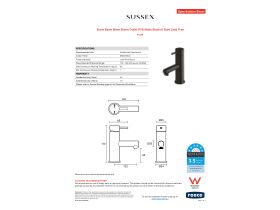 Specification Sheet - Scala Basin Mixer 90mm Outlet PVD Matte Black (6 Star) Lead Free