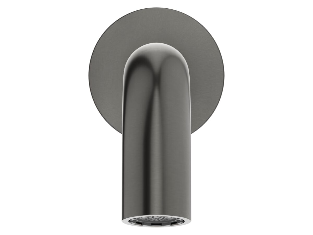 Supporting Image 2 - Mizu Drift Wall Basin/Bath Outlet Curve Spout 250mm Brushed Gunmetal (6 Star) Lead Free - Front