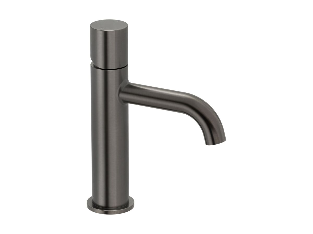 Hero - Mizu Drift Dial Basin Mixer Tap Curved Spout Brushed Gunmetal (6 Star) Lead Free