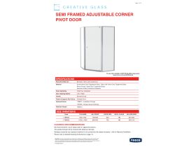 Technical Guide - Creative Glass Semi-Framed Adjustable Corner/ Angled Shower Screen with Pivot Door - Height 1950 x Front 760-840 x Return 340-3605mm Clear Toughened Glass and Polished Silver Frame