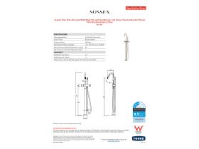 Specification Sheet - Sussex Pure Floor Mounted Bath Mixer Tap with Handshower and Cirque Textured Handle Trimset PVD Brushed Nickel (3 Star)