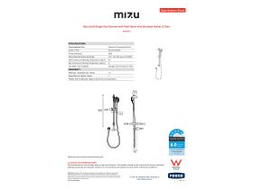 Specification Sheet - Mizu Drift Single Rail Shower with Wall Water Inlet Brushed Nickel (5 Star)