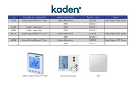 Controller Compatibility - Kaden Gas Ducted Heating