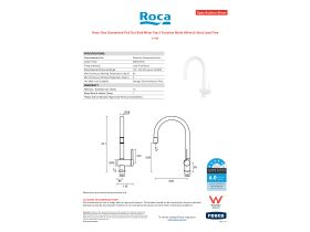 Specification Sheet - Roca Ona Gooseneck Pull Out Sink Mixer Tap 2 Function Matte White (5 Star) Lead Free