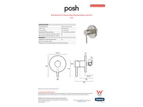 Specification Sheet - Posh Bristol Pin Shower Mixer Brushed Nickel Lead Free