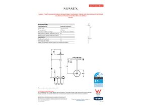 Specification Sheet - Sussex Pure Progressive Column Shower Mixer Tap System 180mm with Handshower Right Hand and Diamond Textured Handles Chrome (3 Star)