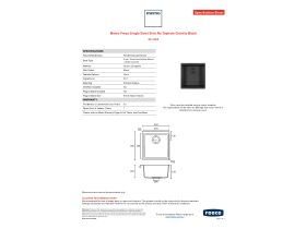 Specification Sheet - Memo Freya Single Bowl Sink No Taphole Granite Black