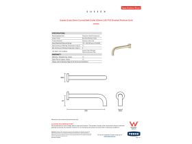 Specification Sheet - Sussex Scala 25mm Curved Bath Outlet 250mm LUX PVD Brushed Platinum Gold
