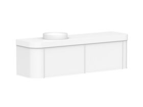 Supporting Image - Kado Era Double Curve All Drawer 1800mm Wall Hung Vanity Left Hand Basin 90mm Durasein Top Matte White