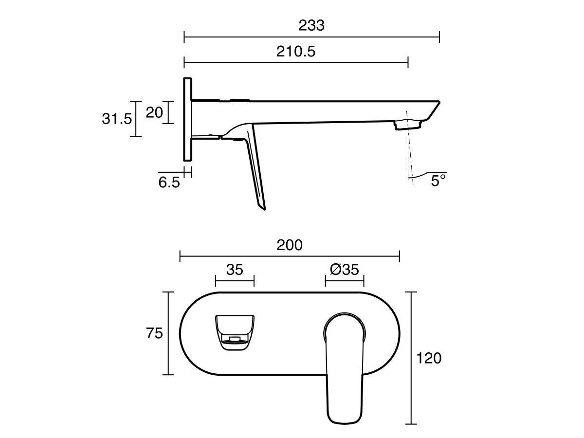 Mizu Bliss Wall Basin Mixer Tap Set 200mm (4 Star)