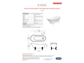Specification Sheet - Kado Era Freestanding Bath 1700mm White with Gloss White Claw Feet