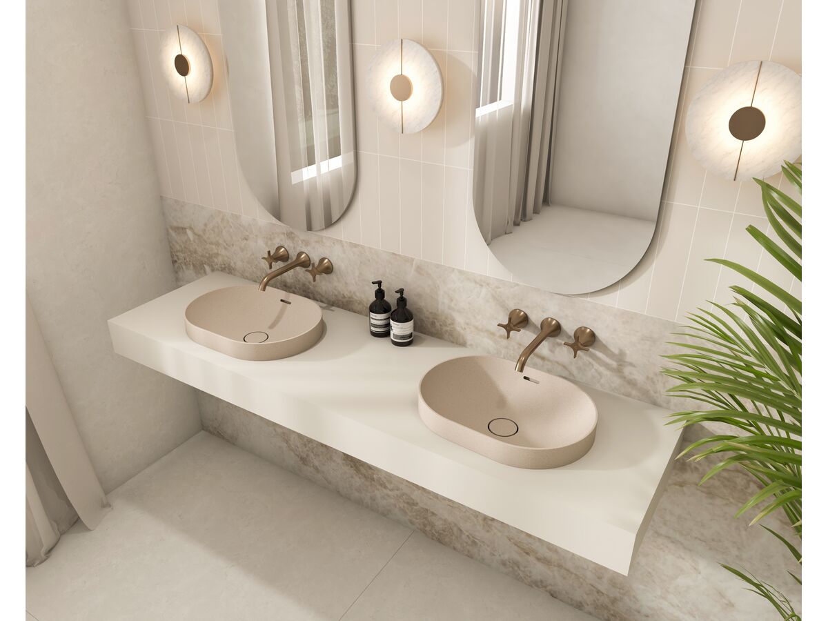 In Situ - Omvivo Villa Thin Edge Oval Semi Inset Basin 485mm Island Sand