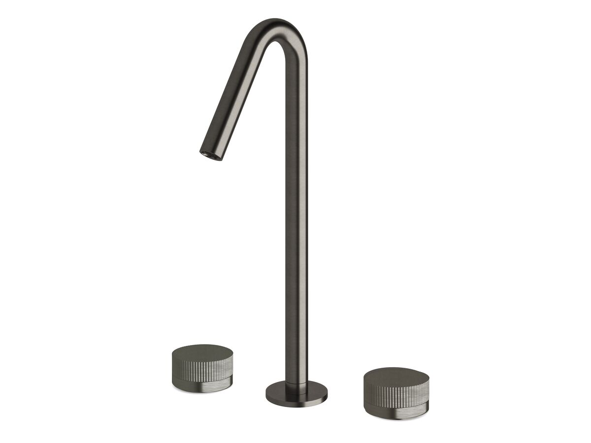 Sussex Pure Vessel Basin Set with Linear Textured Handles PVD Brushed Gunmetal (5 Star)