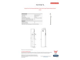 Specification Sheet - Sussex Pure Floor Mounted Bath Mixer Tap Kit with Cirque Textured Handle Chrome