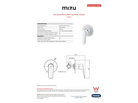 Specification Sheet - Mizu Bliss Shower Mixer Tap White / Chrome
