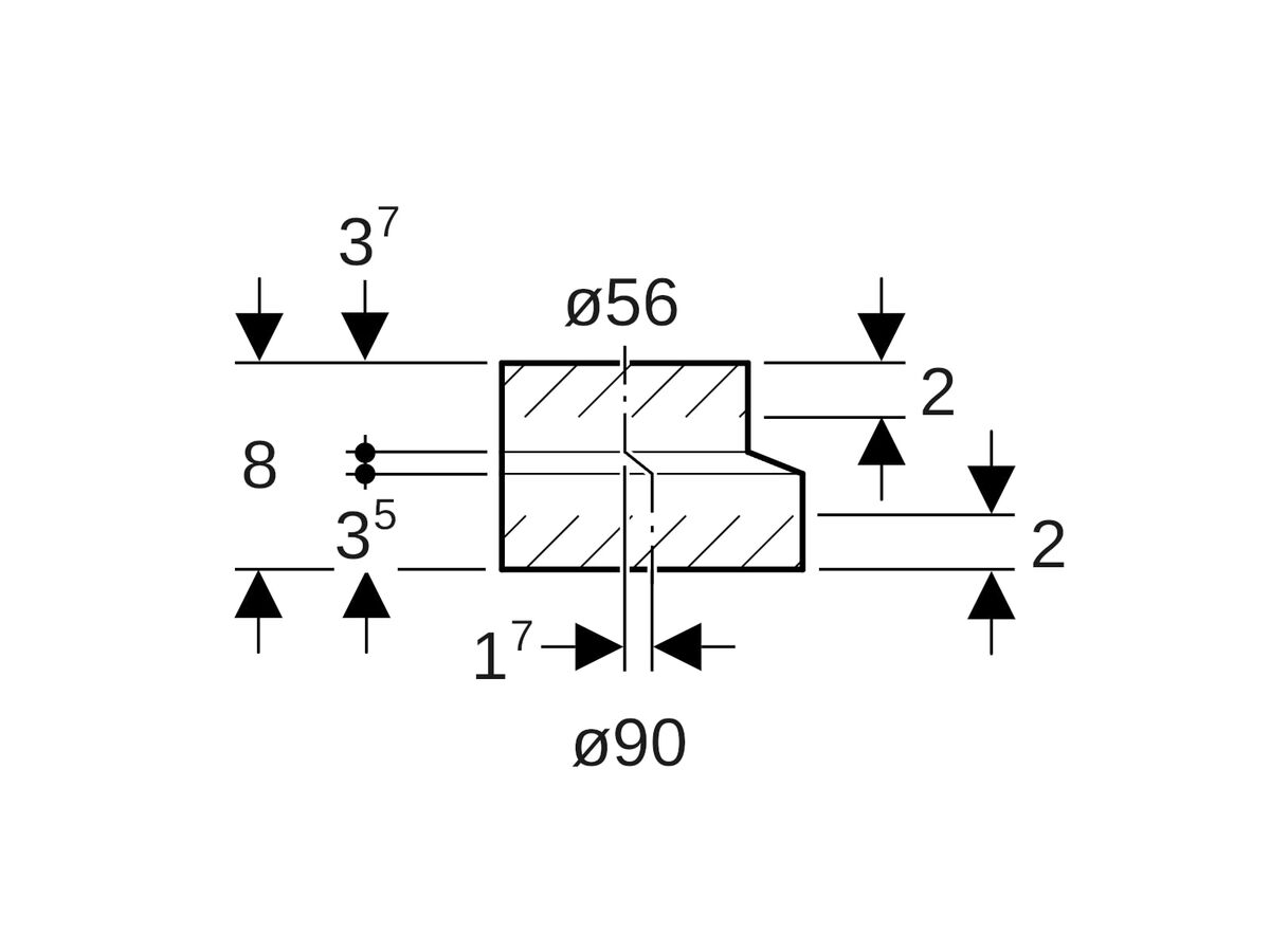 Geberit Short Eccentric Reducer 90mm x 56mm