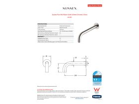 Specification Sheet - Sussex Pure Wall Basin Outlet 250mm Chrome (3 Star)