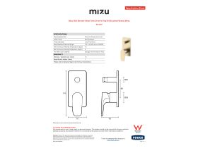 Specification Sheet - Mizu Silk Shower Mixer with Diverter Tap Kit Brushed Brass (New)