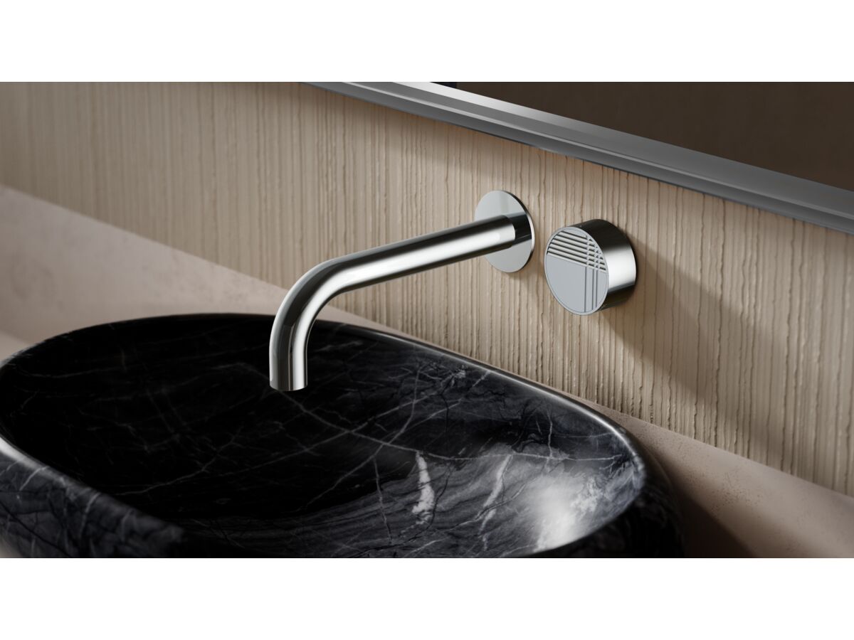 In Situ - Sussex Pure Elemental Progressive Wall Basin Mixer System 200mm in Chrome with Pure Strati Elemental Handle Insert