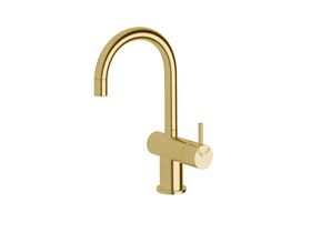 Sussex Scala Mini Basin / Sink Mixer Tap Small Curved Right Hand LUX PVD Brushed Pure Gold (5 Star)