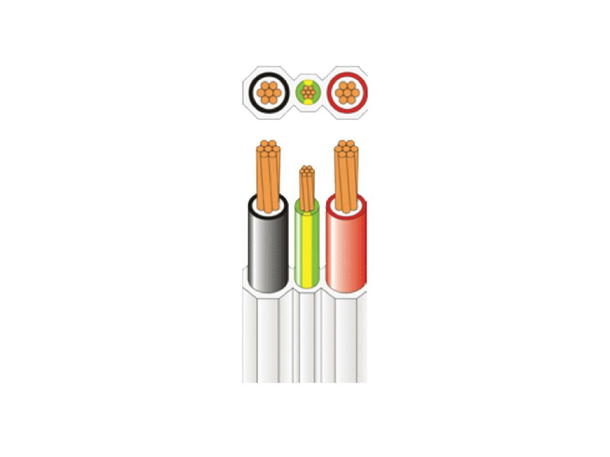 E/Cable Cable 1mm 2C+E Flat Wht SRF3010V