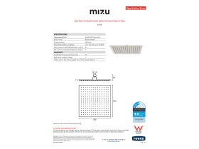 Specification Sheet - Mizu Bloc Overhead Shower 300mm Brushed Nickel (3 Star)