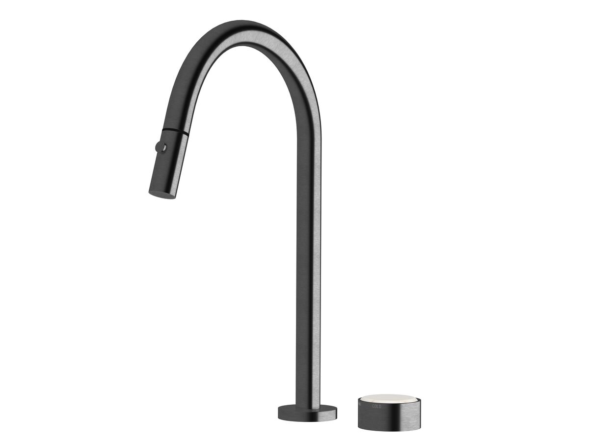 Supporting Image - Sussex Pure Elemental Progressive Sink Mixer Set Pull Out Spray PVD Brushed Gunmetal (4 Star) Lead Free with Aurora Insert